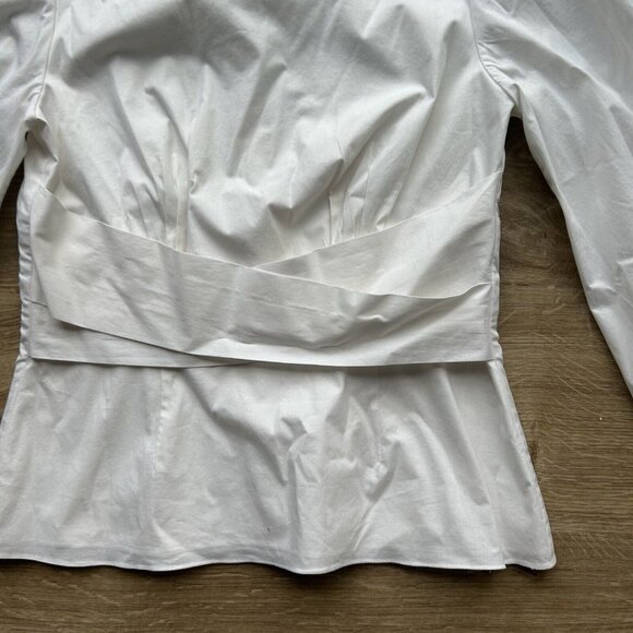 VALENTINA KOVA Womens Top White Cotton Bracelet Length Balloon Sleeve Blouse 2 - Picture 3 of 16